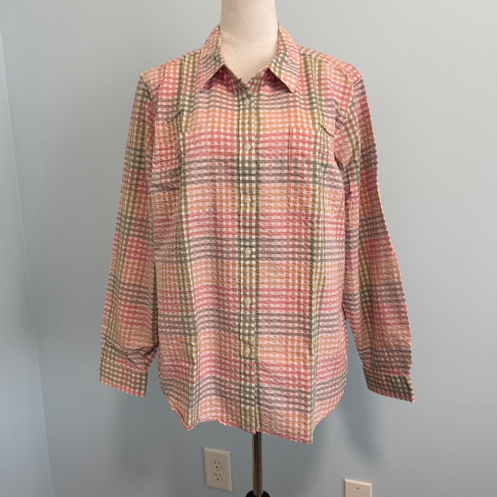 L.L.Bean Women’s Long Sleeve Plaid Shirt Blouse Size XL reg